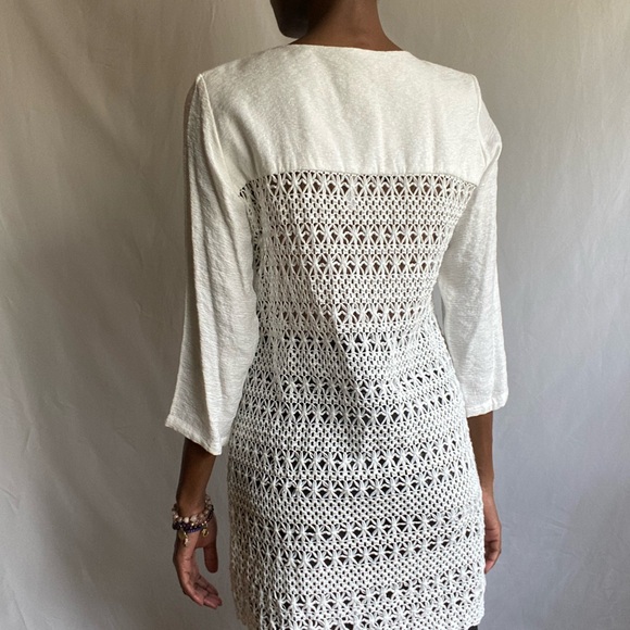 White crochet mixed textured top - Picture 10 of 11